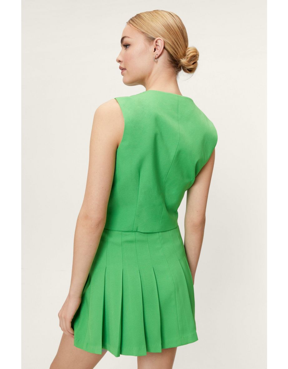 Fitted High Waisted Pleated Tennis Skirt - 3
