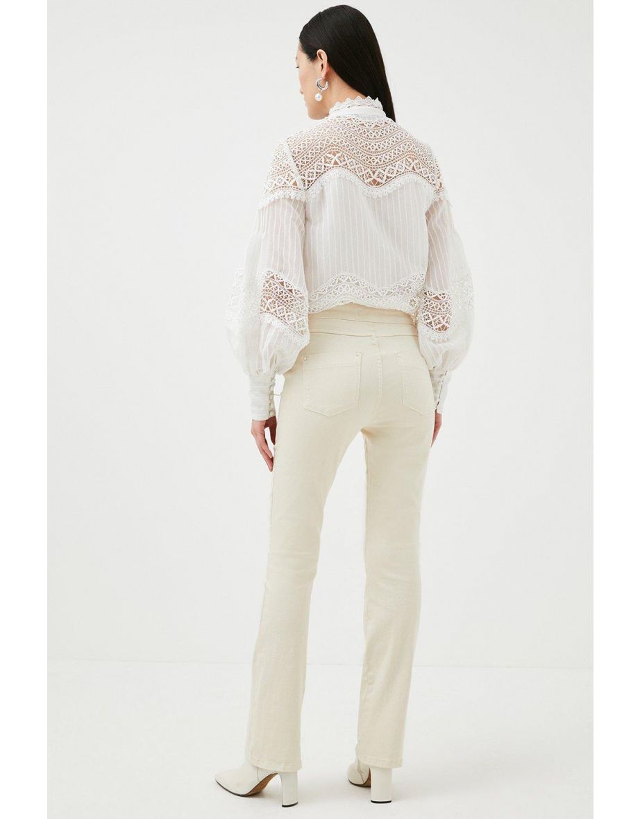 Button Front Seam Kickflare Jeans - 2