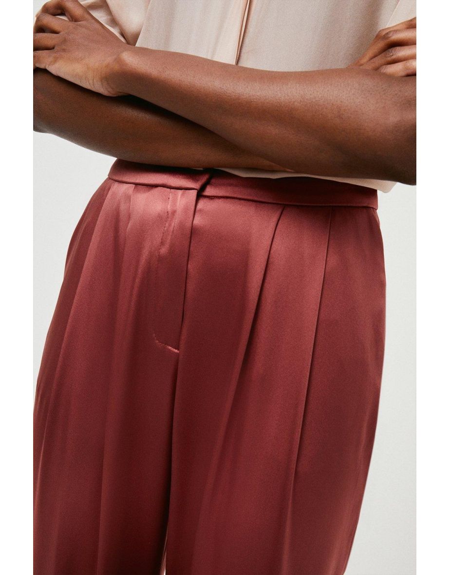 Tailored Satin Slim Leg Trousers - 2