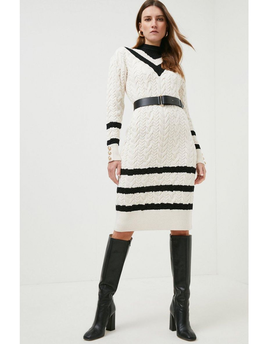 Nautical Cable Knit Pencil Dress