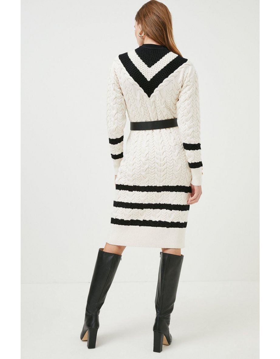 Nautical Cable Knit Pencil Dress - 2