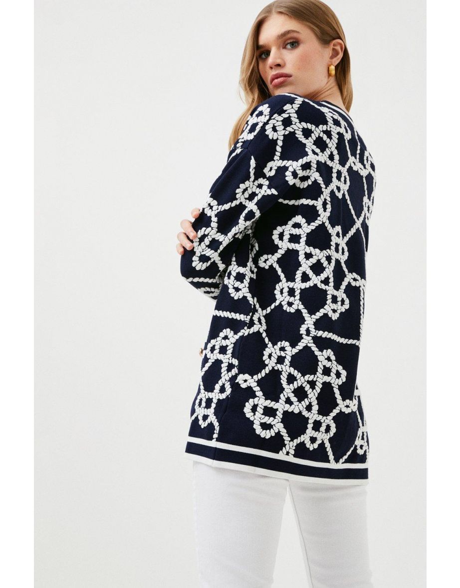 Rope Jacquard Textured Knit Cardigan - 2