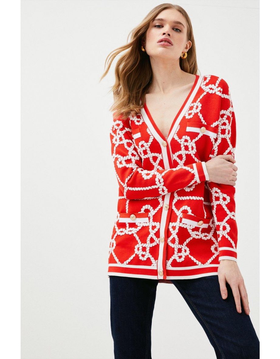Rope Jacquard Textured Knit Cardigan
