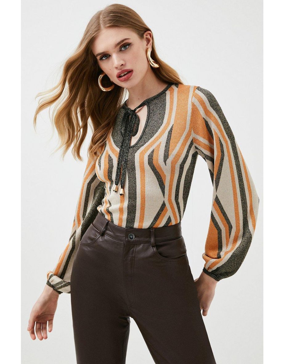 Sparkle Geo Jacquard Knit Top