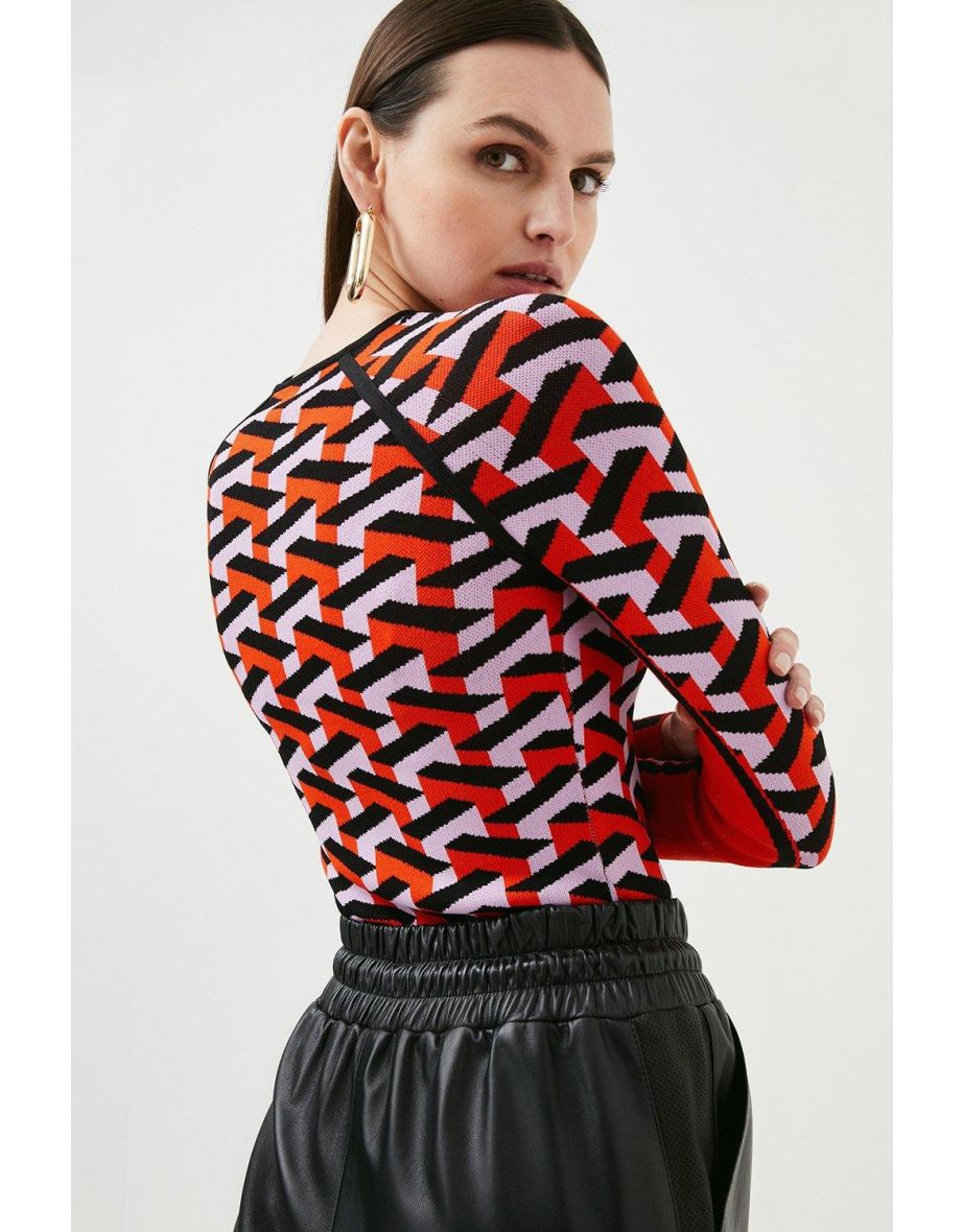 Geo Jacquard Knitted Jumper - 2