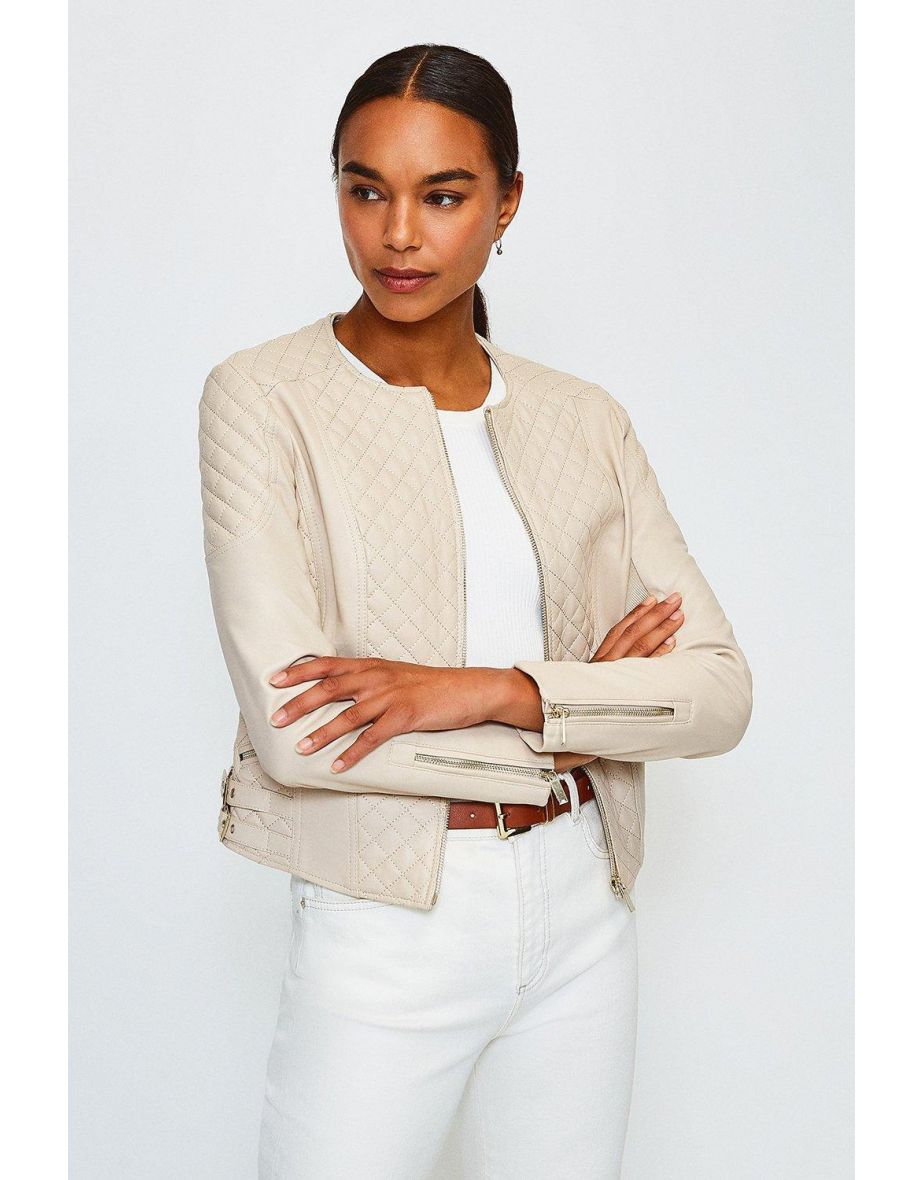 Leather Quilted Biker Jacket