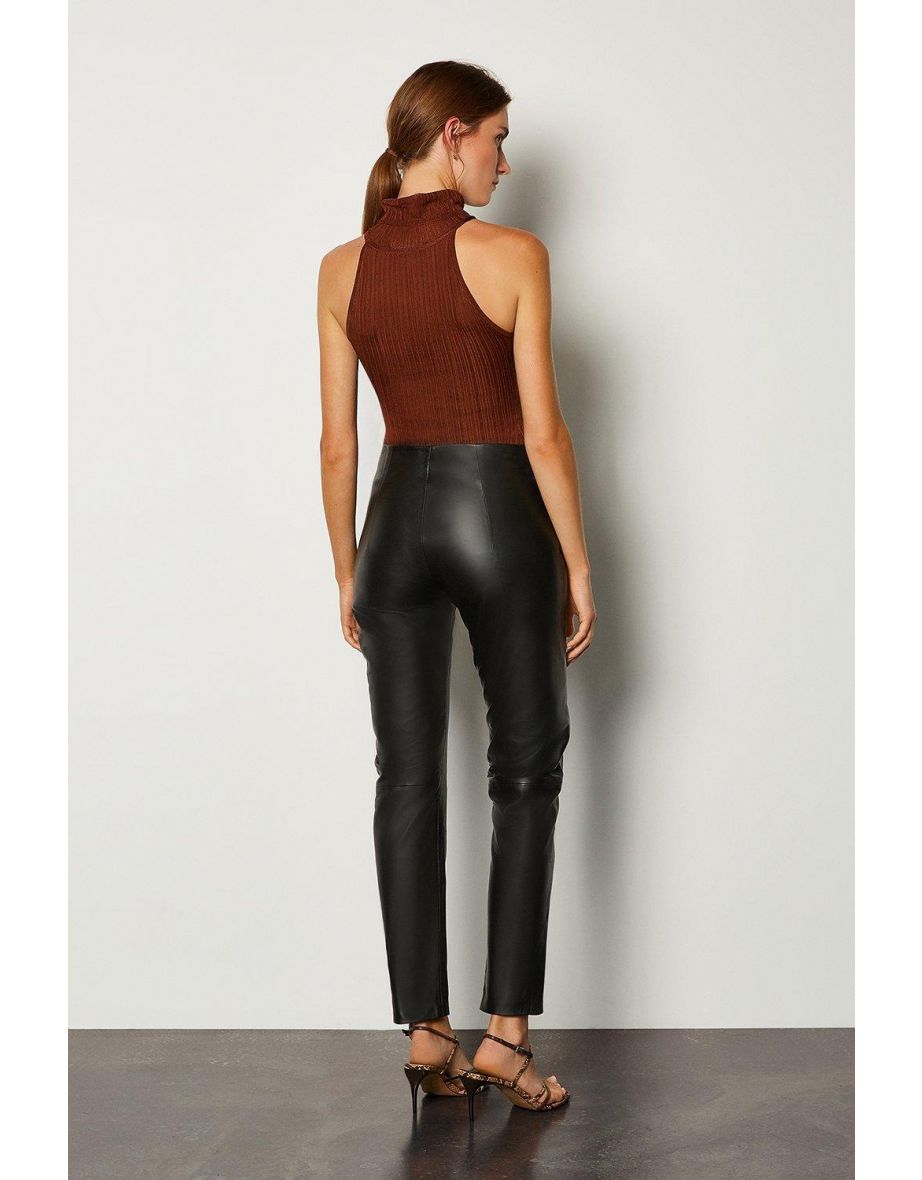 Leather Button Detail Trouser - 2