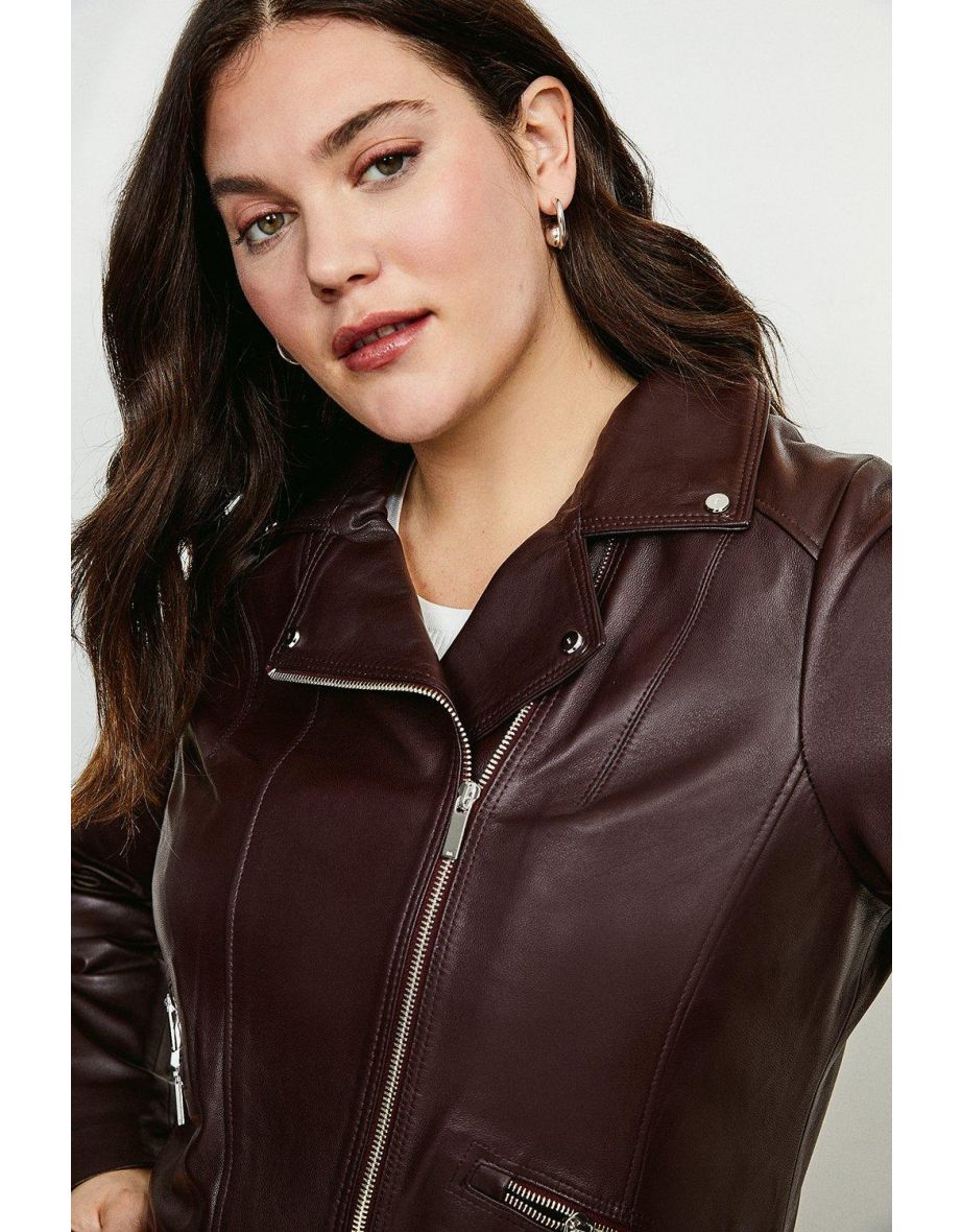 Shop Curve Leather Signature Biker Jacket Online in Qatar VogaCloset