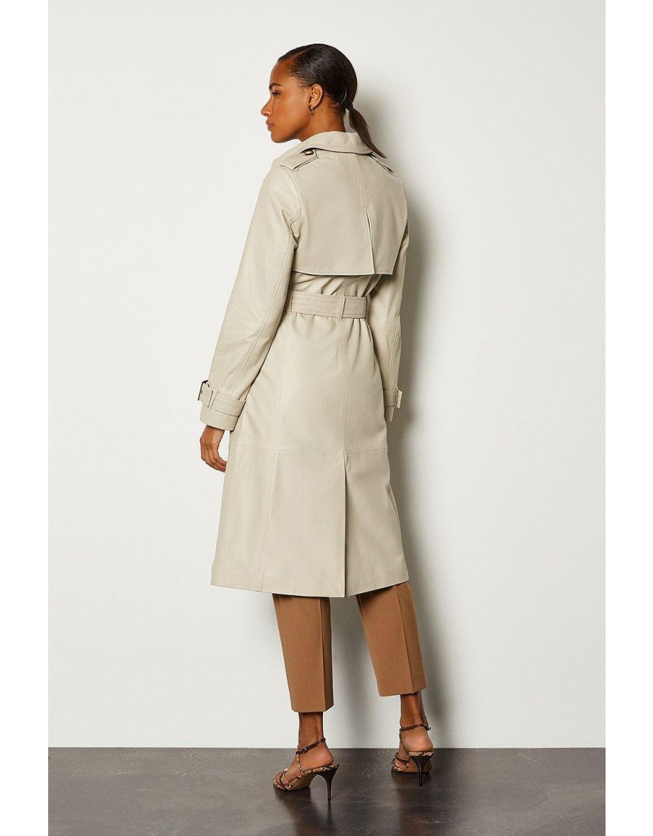 Leather Trench Mac Coat - 2