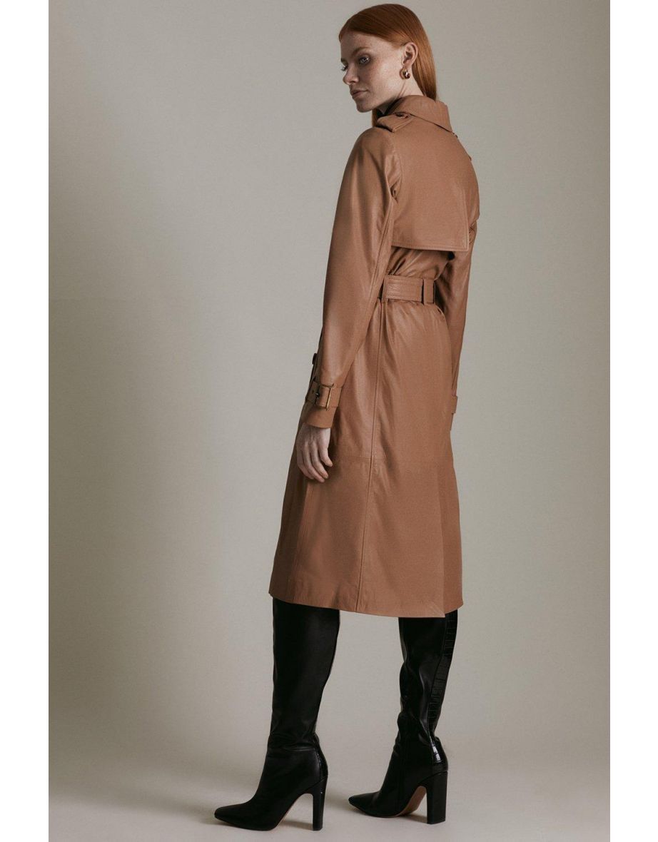 Leather Trench Mac Coat - 2