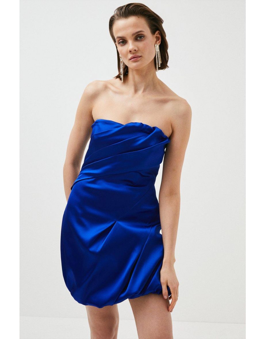 Italian Structured Satin Bandeau Dress