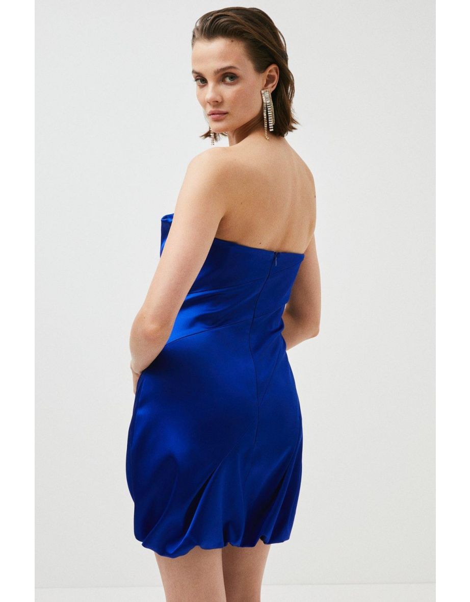 Italian Structured Satin Bandeau Dress - 2