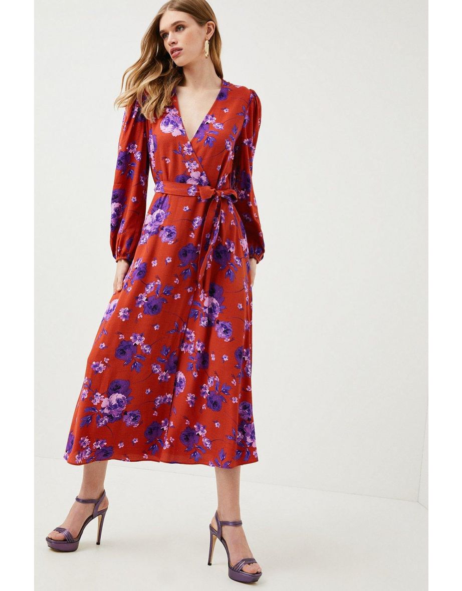 Fig Batik Floral Woven Wrap Midi
