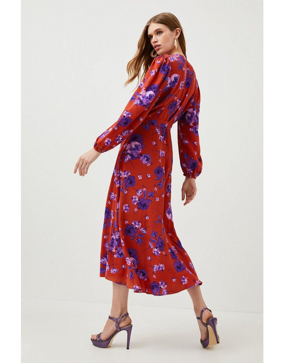 Fig Batik Floral Woven Wrap Midi - 2