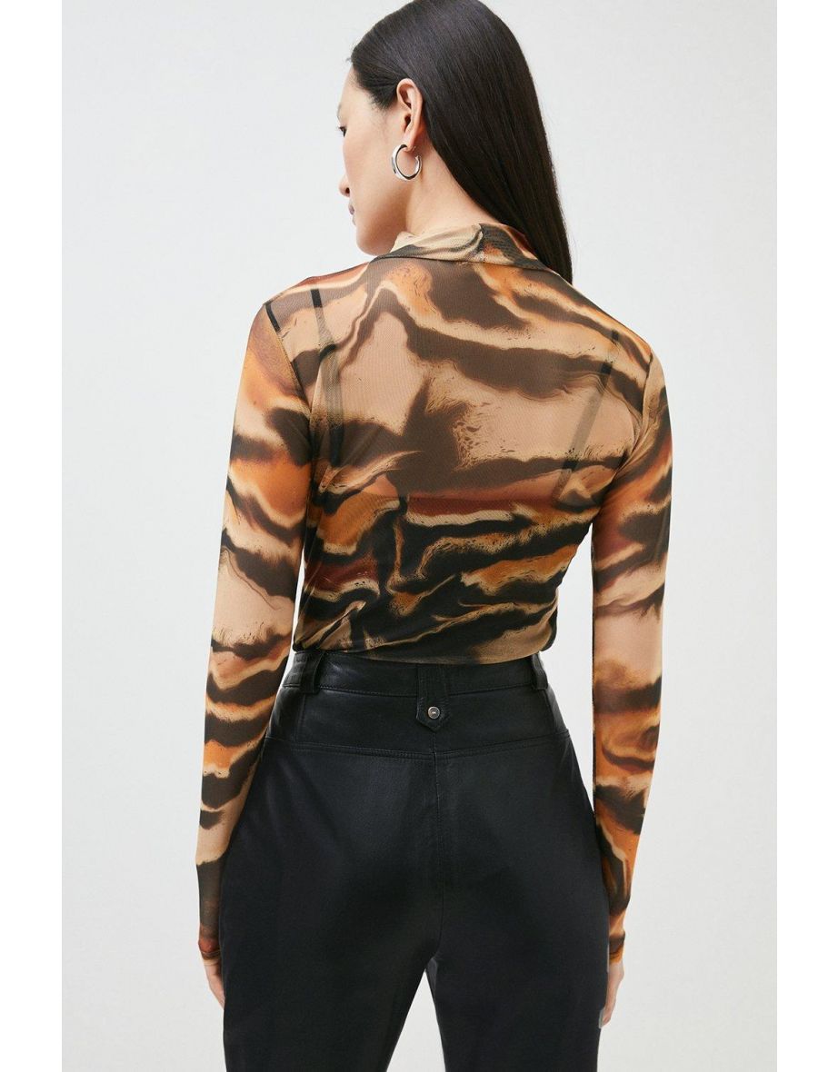 Graphic Animal Funnel Neck Jersey Top - 2