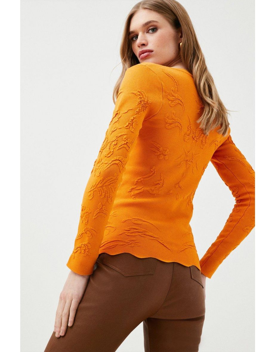 Rib Knit Scallop Hem Top - 2