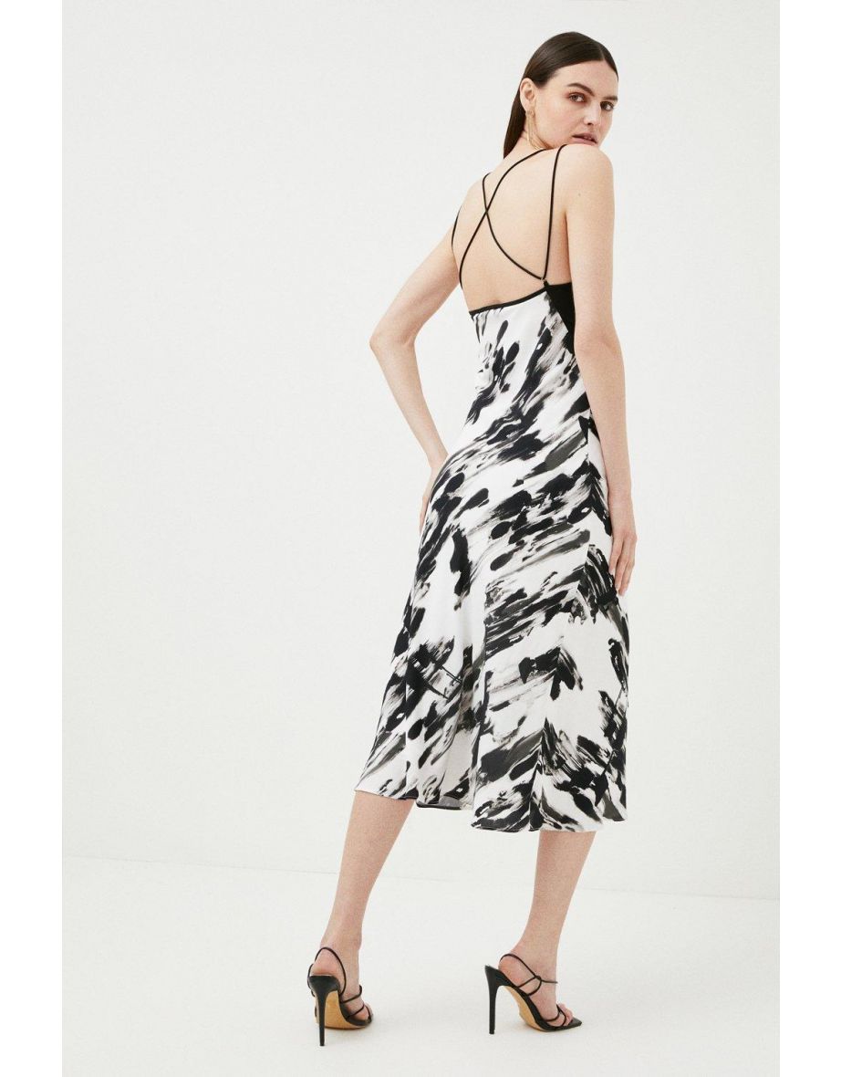 Abstract Viscose Crepe Slip Dress - 2