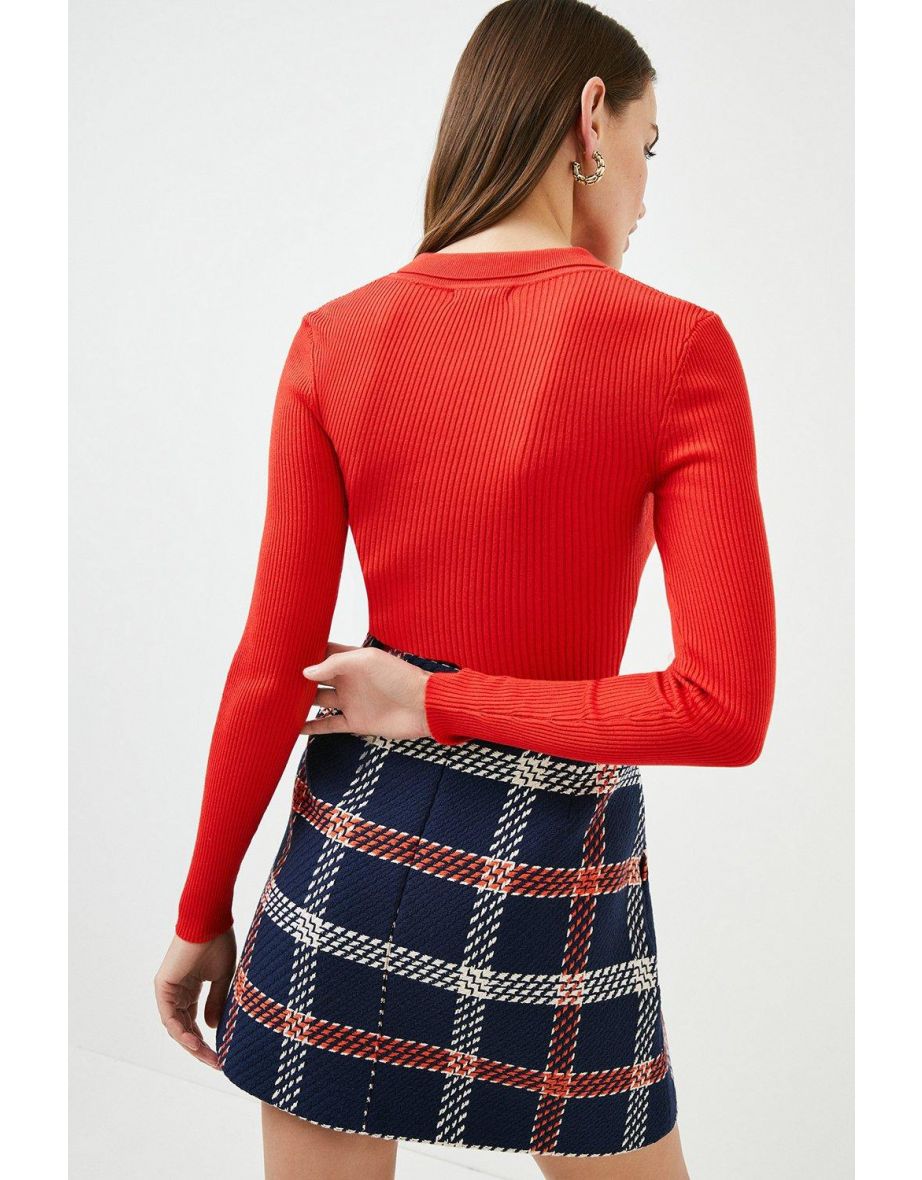 Petite Contrast Check Tweed Mini Skirt - 2