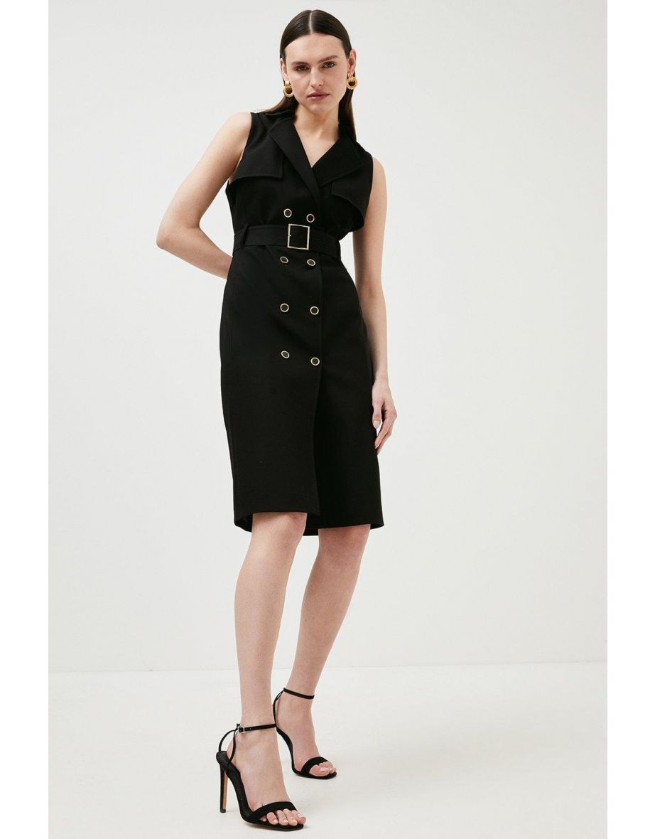 Belted Trench Pencil Dress