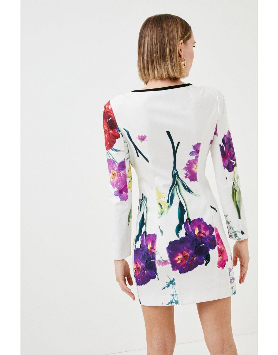 Petite Floral Figure Form Zip Woven Dress - 2
