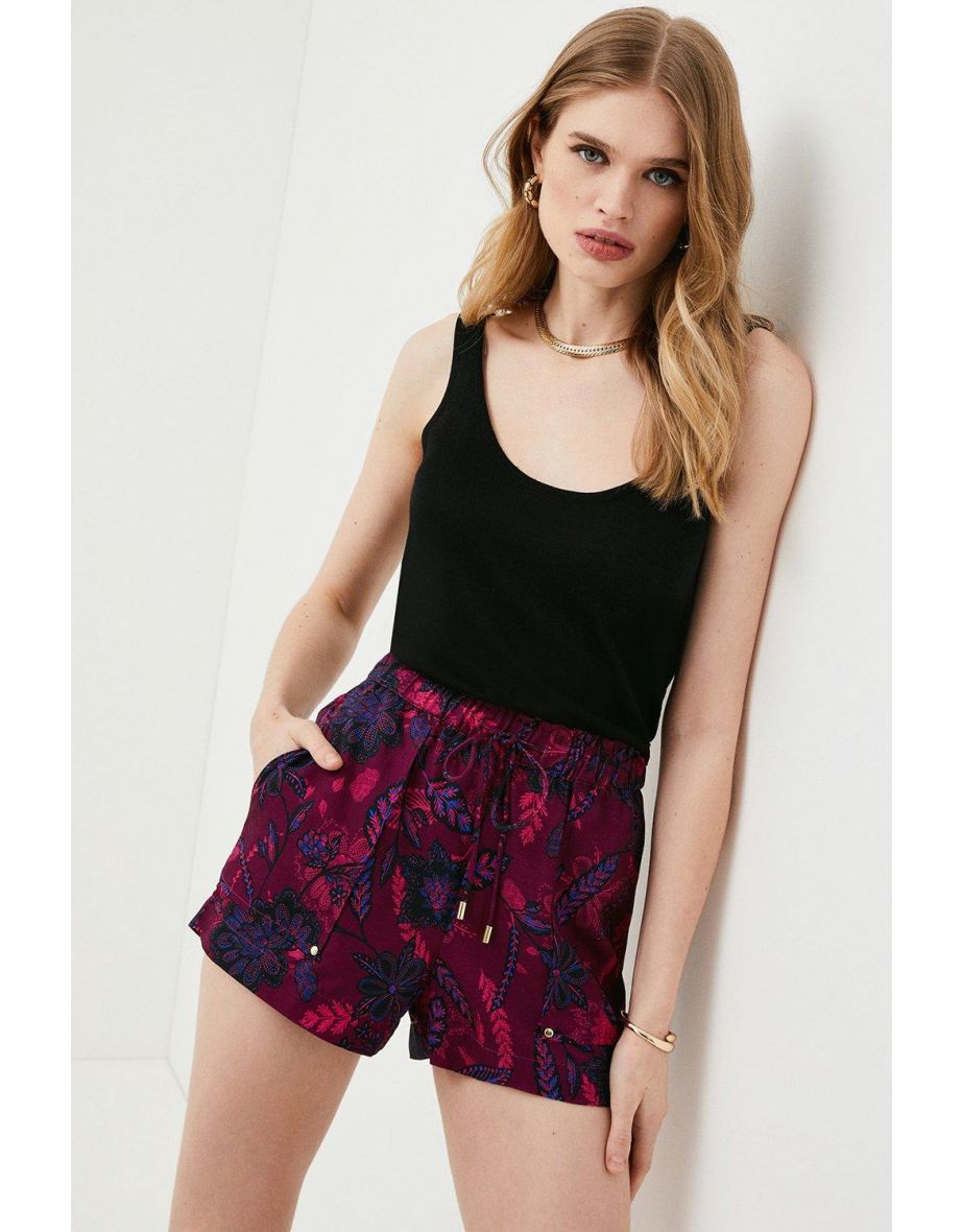 Floral Batik Linen Viscose Woven Short