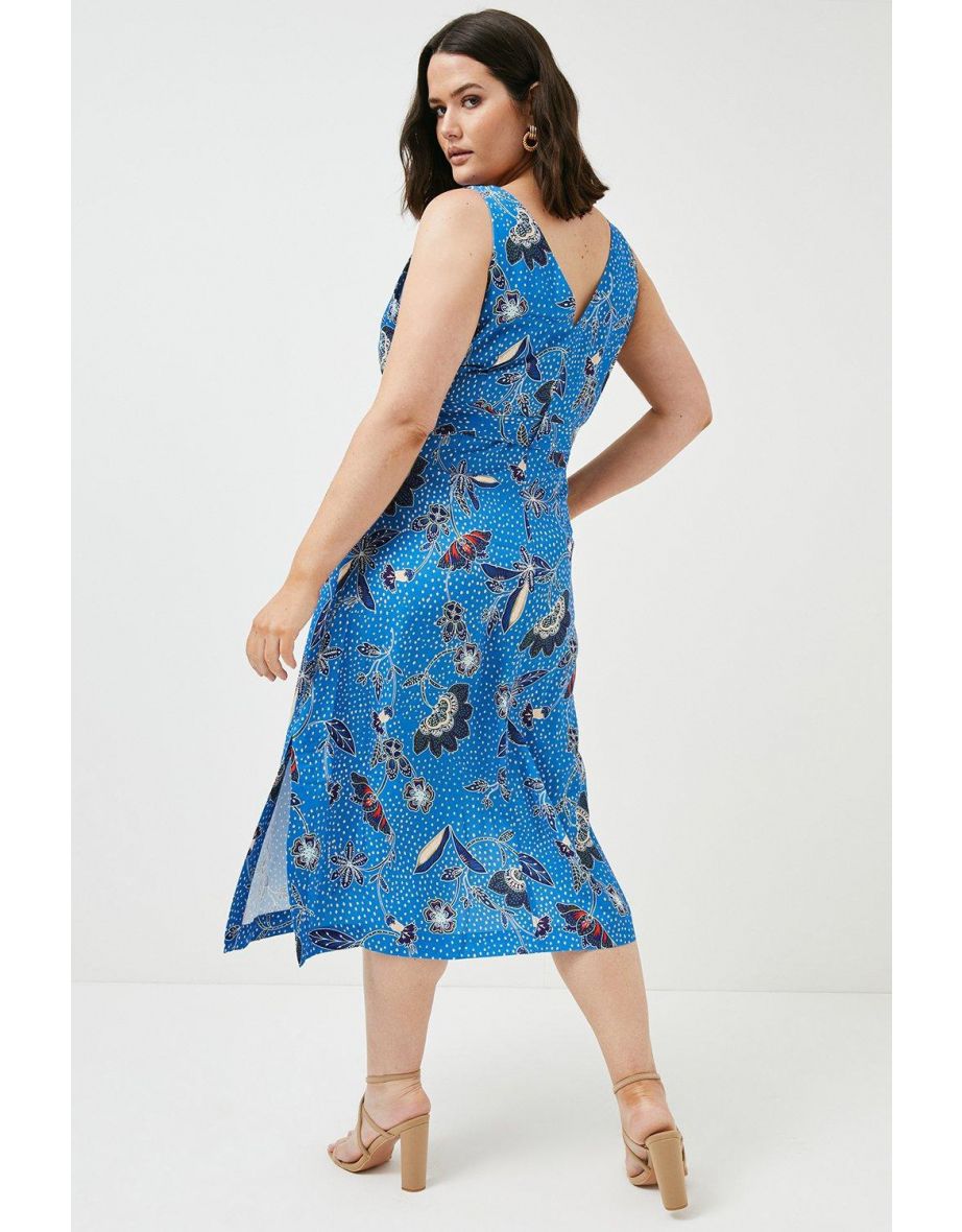 Curve Floral Batik Linen Viscose Woven Midi - 2
