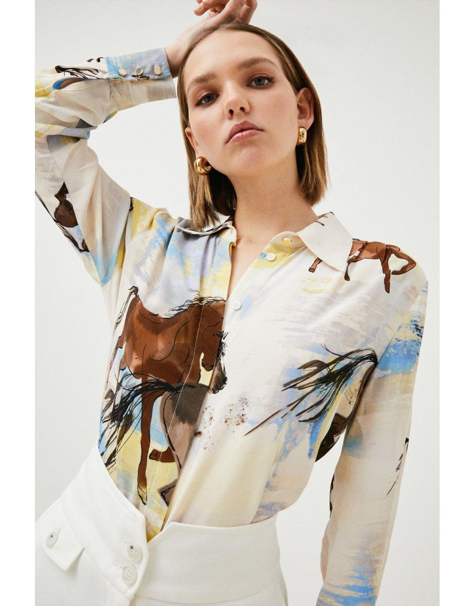 Petite Stallion Viscose Crepe Woven Shirt