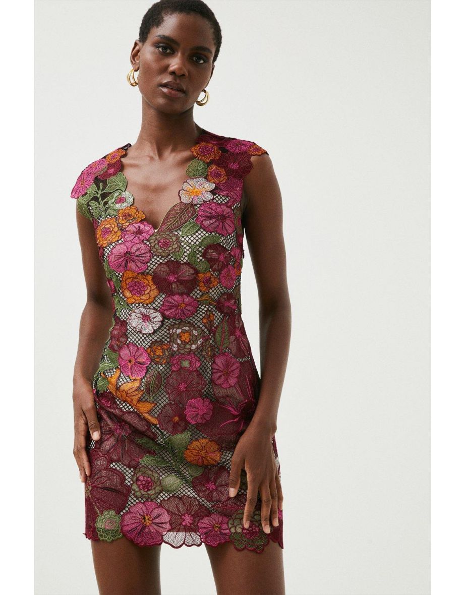 Karen millen embroidered lace mini dress on sale