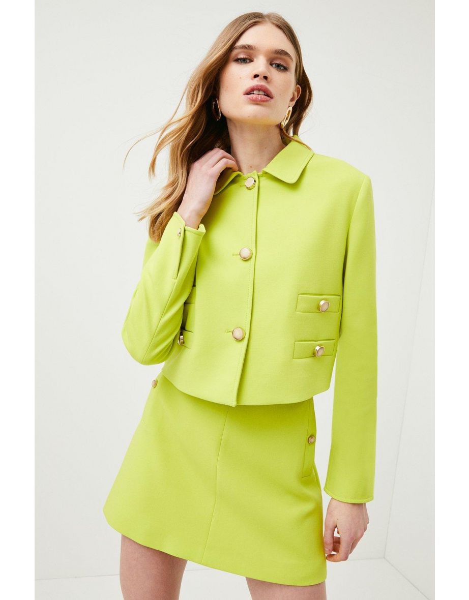 Compact Stretch Pocket Detail Cropped Jacket