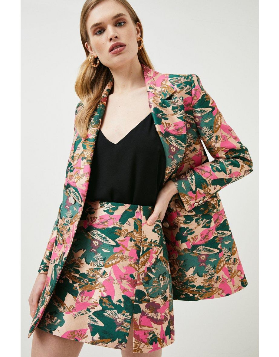 Floral Jacquard Mini Skirt