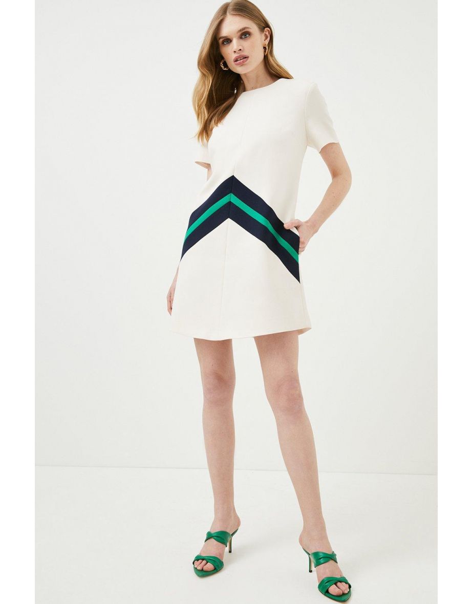 Compact Stretch Colour Stripe Shift Dress