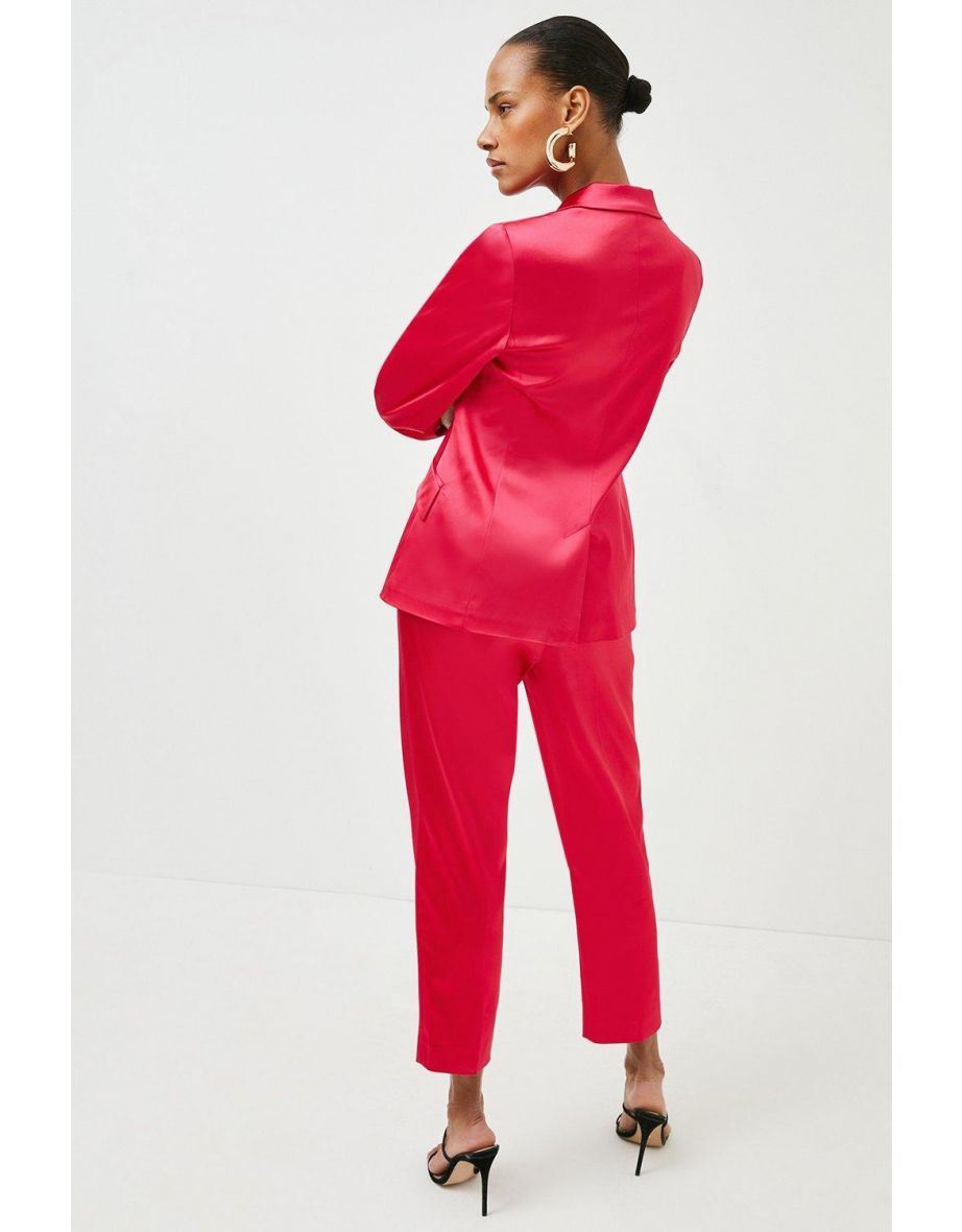 Italian Structured Satin High Waist Trousers - 2