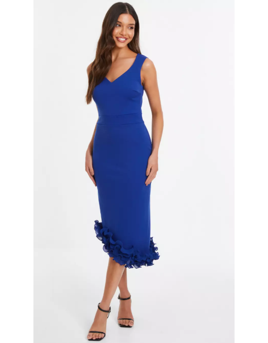 Royal Blue Ruffle Hem Dress - 2