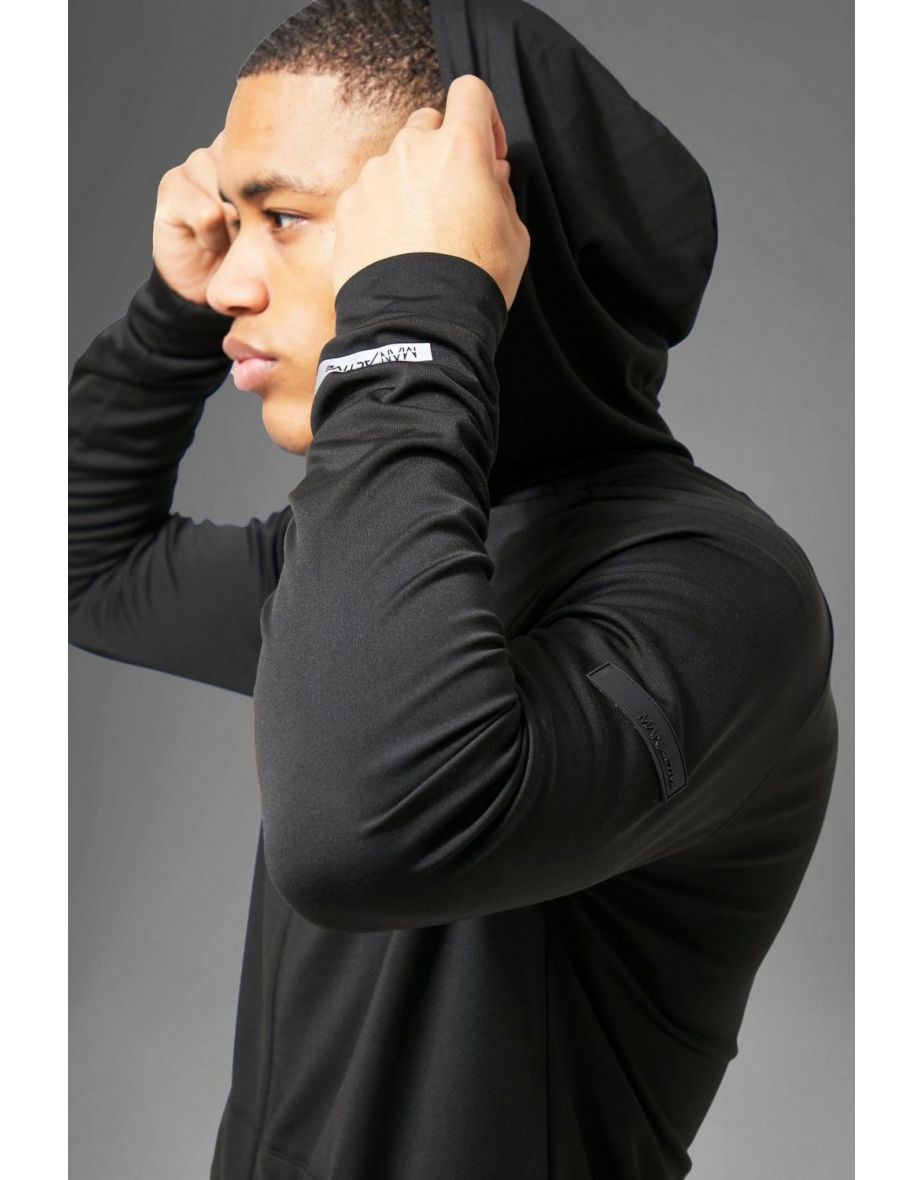 Man Active Performance Zip Through Hoodie - black - 2