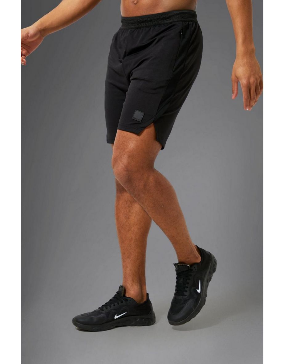 Man Active Performance Split Hem Shorts - black