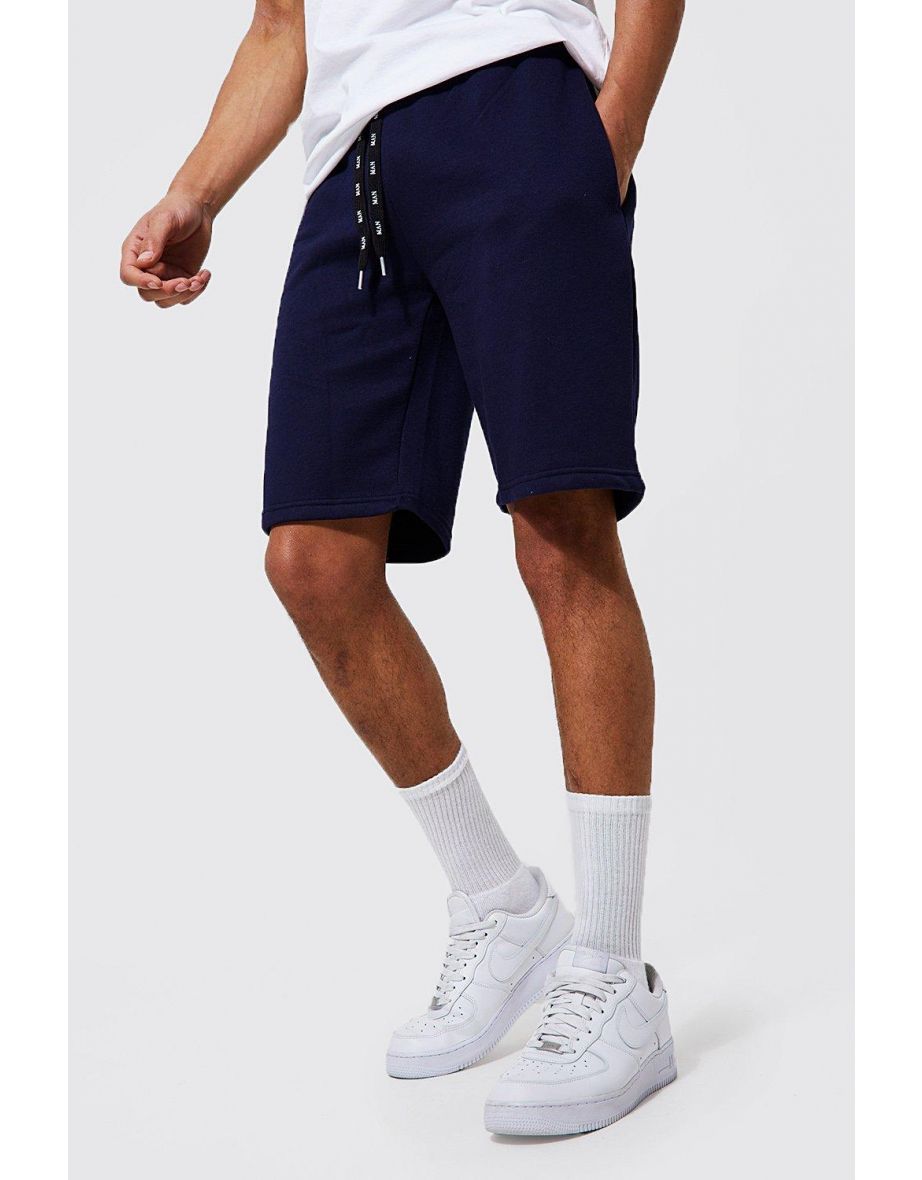 Tall Jersey Shorts With Man Drawcords - navy