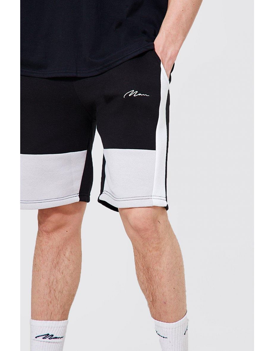 Regular Fit Man Signature Colour Block Shorts - black - 2