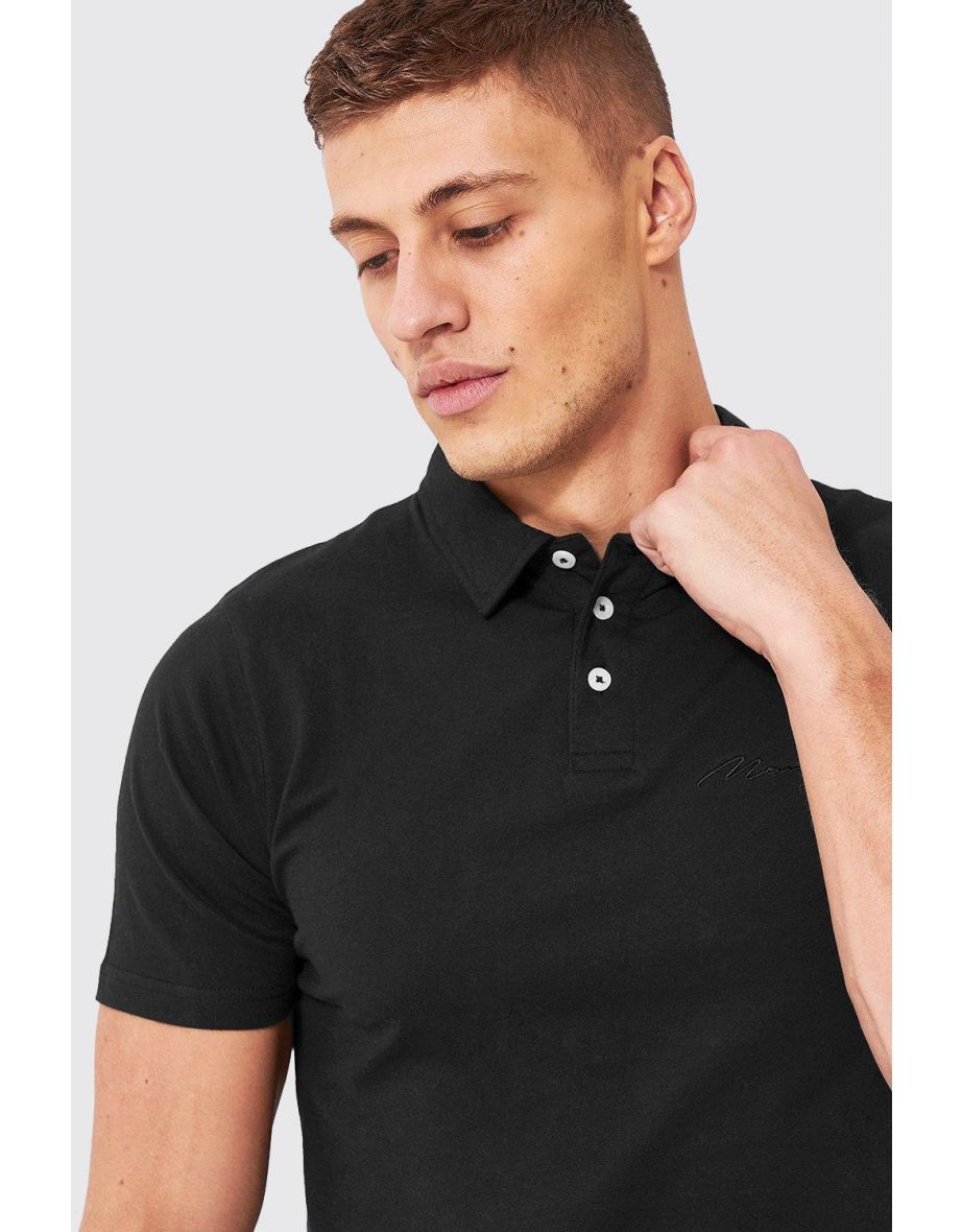 Slim Fit Man Signature Short Sleeve Polo - black - 2