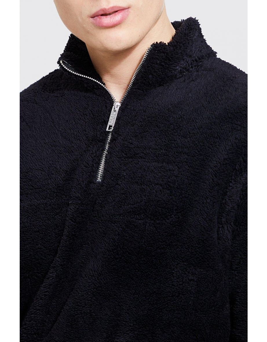 Borg Funnel Neck Sweatshirt - black - 2