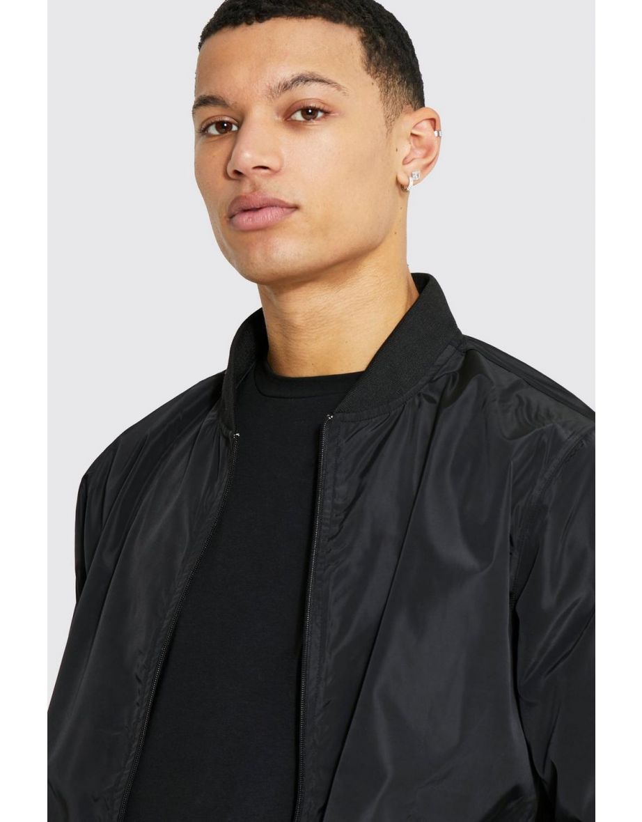 Tall Smart Nylon Bomber Jacket - black - 2