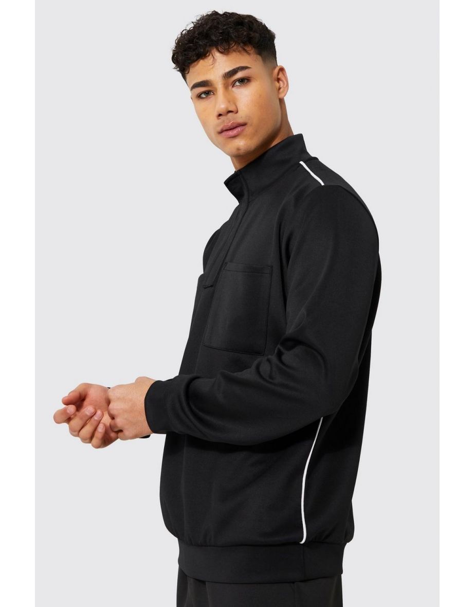 Smart Scuba Half Zip Top With Piping - black