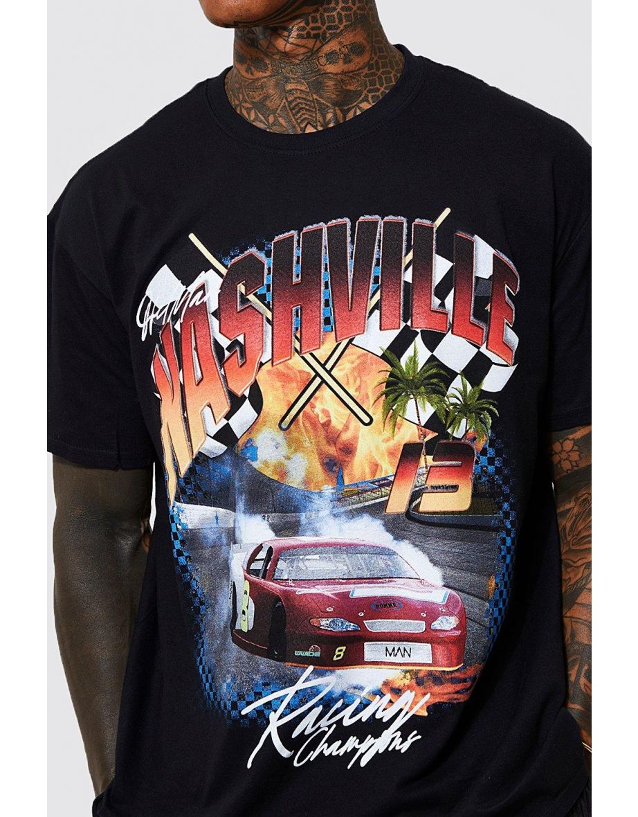 Oversized Car Graphic T-shirt - black - 2