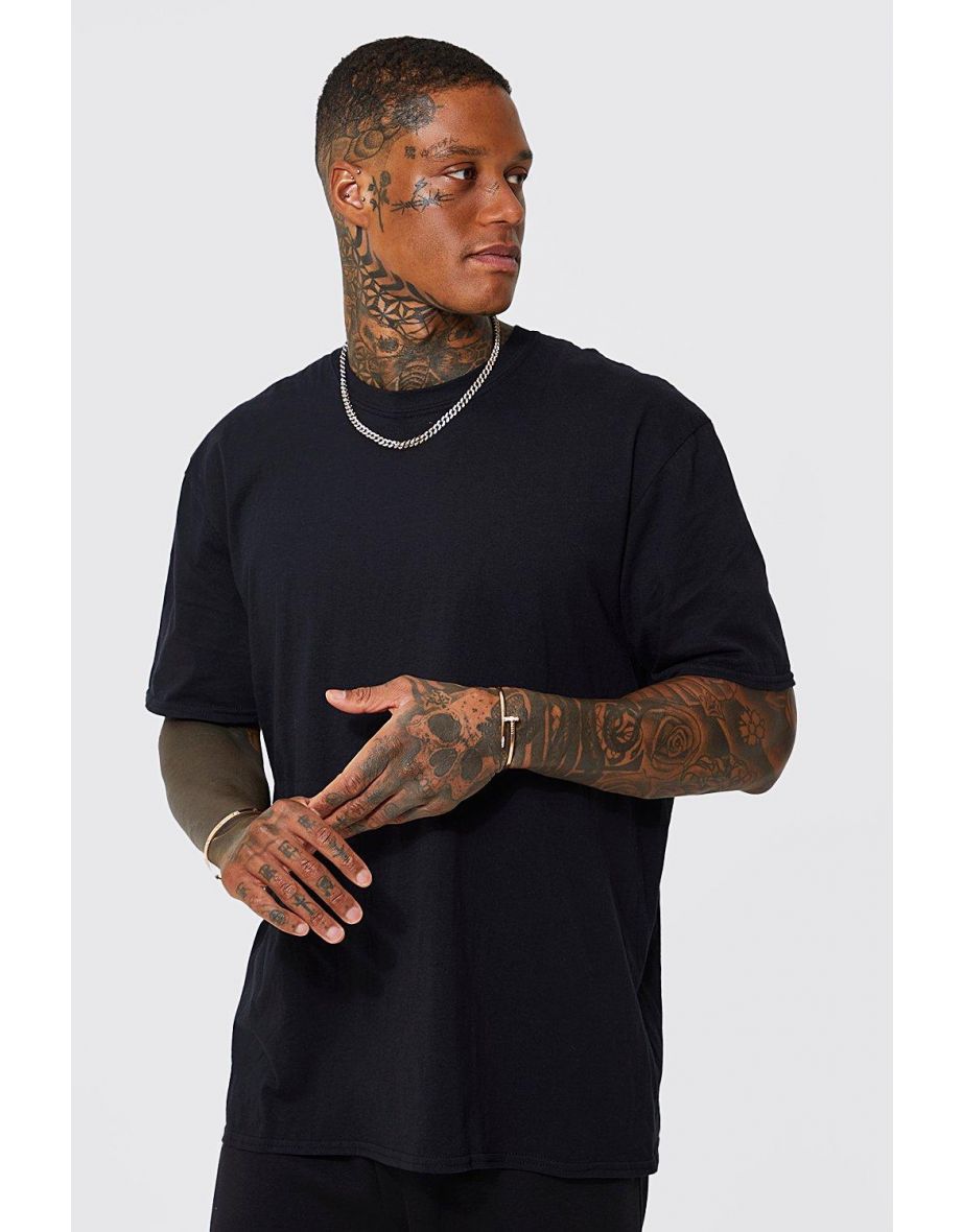Oversized Floral Back Graphic T-shirt - black - 2