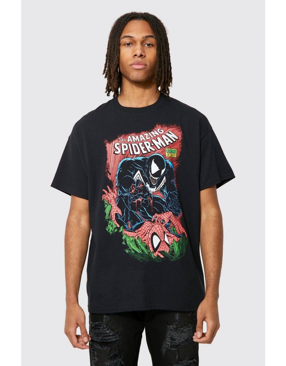 Oversized Spiderman Comic License T-shirt - black