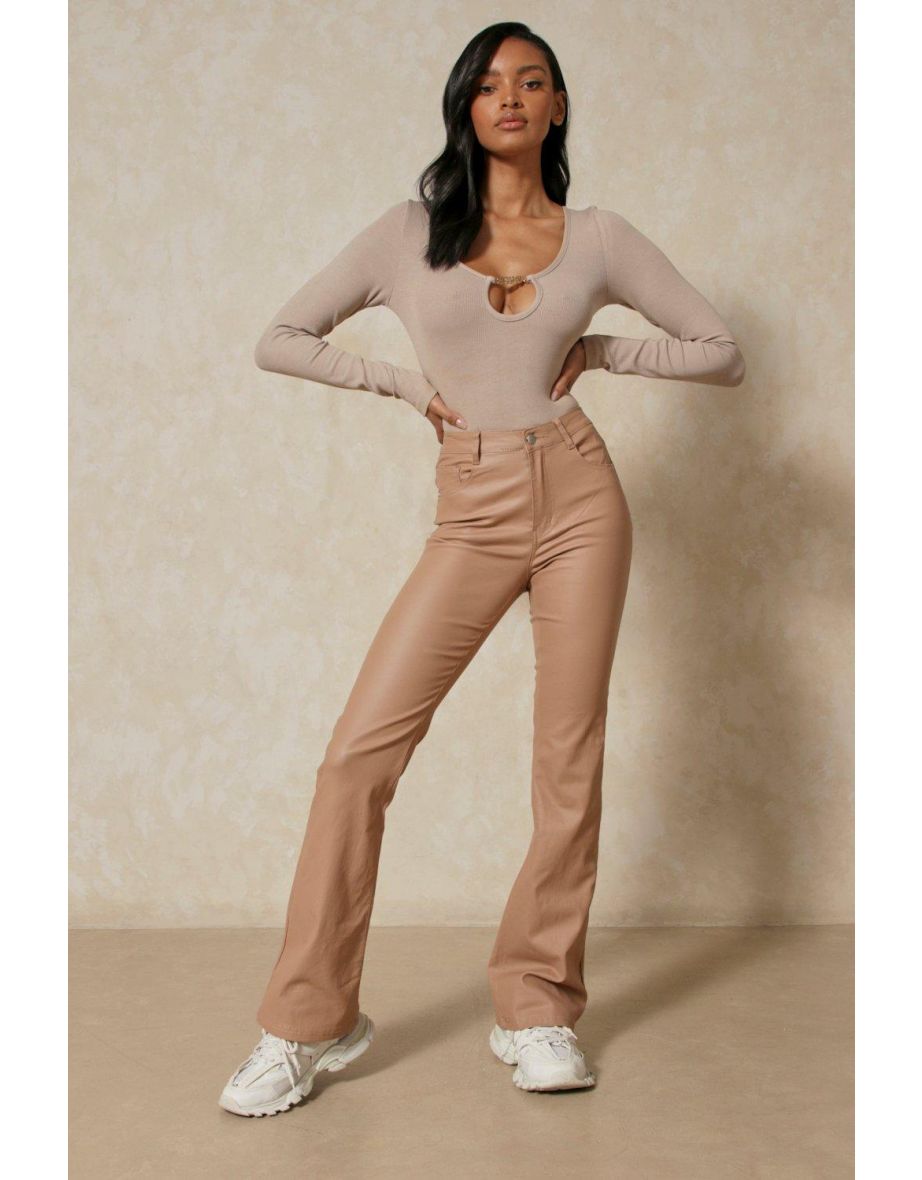 Flared Leg Coated Jeans