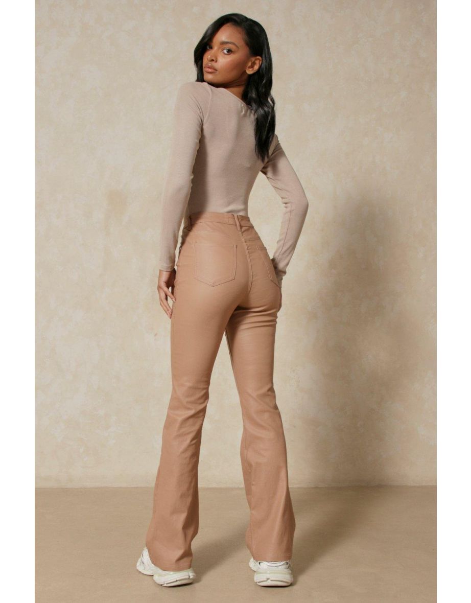 Flared Leg Coated Jeans - 2