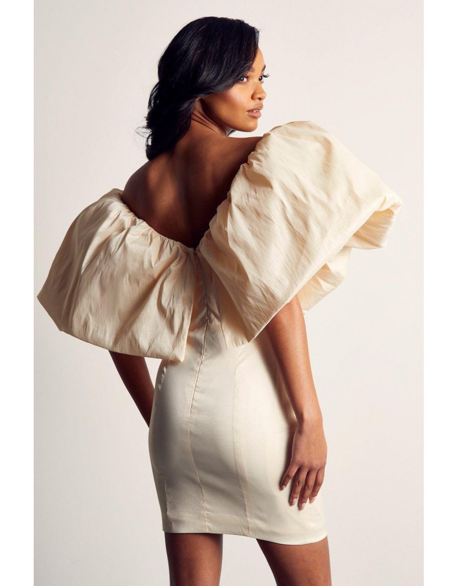 Off-Shoulder Bodycon Mini Evening Dress with Ruffles - 3