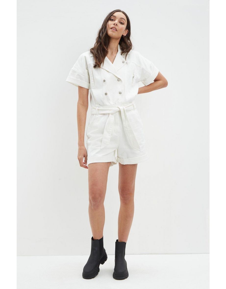 Tie Wasit Boxy Denim Playsuit
