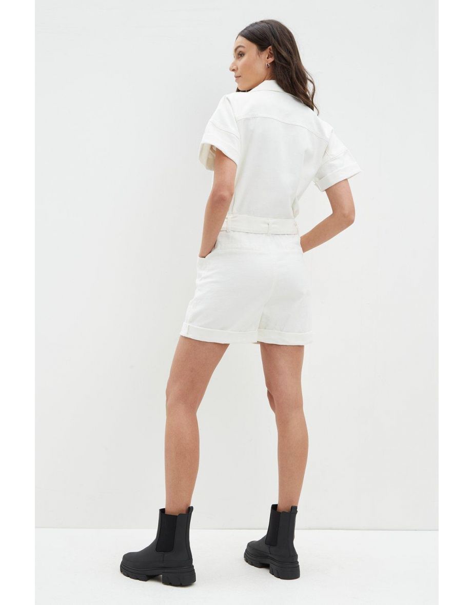Tie Wasit Boxy Denim Playsuit - 2