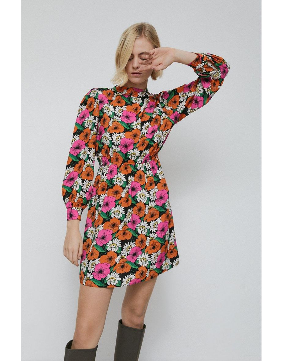 Retro floral mini flippy dress best sale